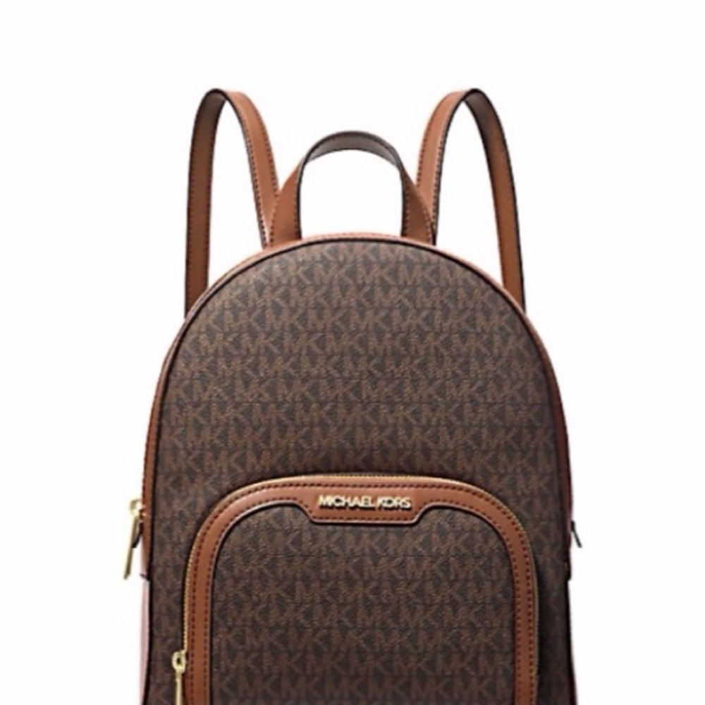 Michael Kors Tan and Brown Signature Backpack